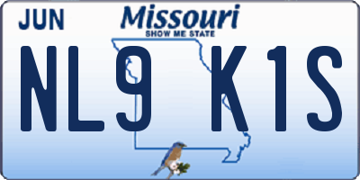 MO license plate NL9K1S