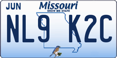 MO license plate NL9K2C