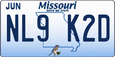 MO license plate NL9K2D