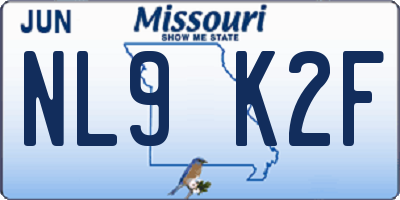 MO license plate NL9K2F