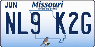 MO license plate NL9K2G