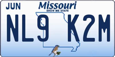 MO license plate NL9K2M