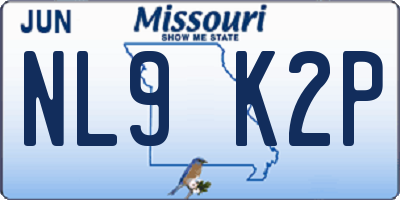 MO license plate NL9K2P