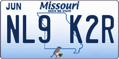 MO license plate NL9K2R