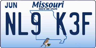 MO license plate NL9K3F
