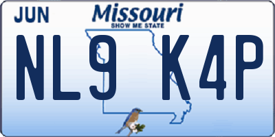 MO license plate NL9K4P