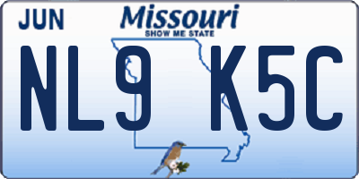 MO license plate NL9K5C