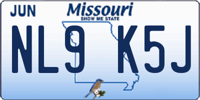 MO license plate NL9K5J