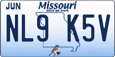 MO license plate NL9K5V