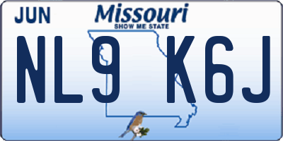 MO license plate NL9K6J