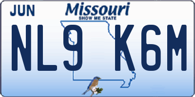 MO license plate NL9K6M