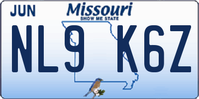 MO license plate NL9K6Z