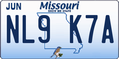 MO license plate NL9K7A