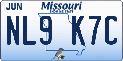 MO license plate NL9K7C