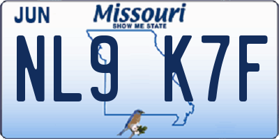 MO license plate NL9K7F