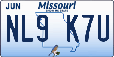 MO license plate NL9K7U