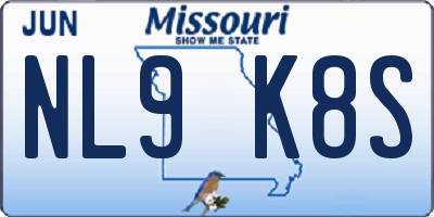 MO license plate NL9K8S