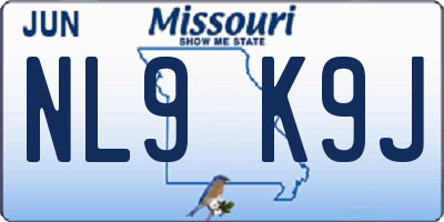 MO license plate NL9K9J
