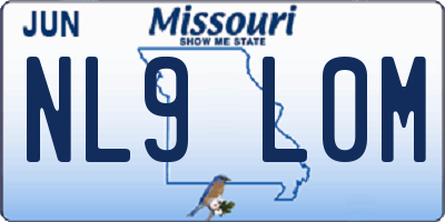 MO license plate NL9L0M