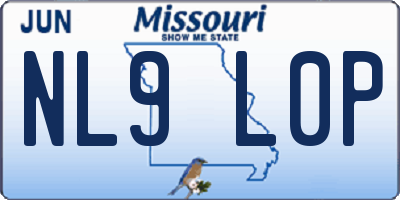MO license plate NL9L0P
