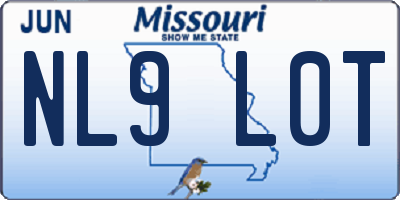 MO license plate NL9L0T