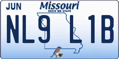 MO license plate NL9L1B