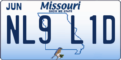 MO license plate NL9L1D