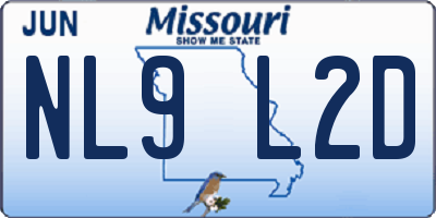 MO license plate NL9L2D