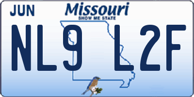 MO license plate NL9L2F