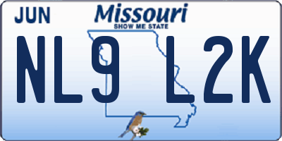 MO license plate NL9L2K