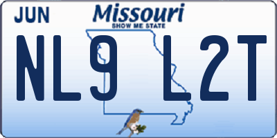 MO license plate NL9L2T