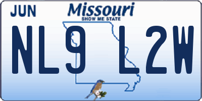 MO license plate NL9L2W