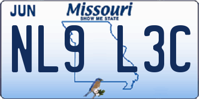 MO license plate NL9L3C