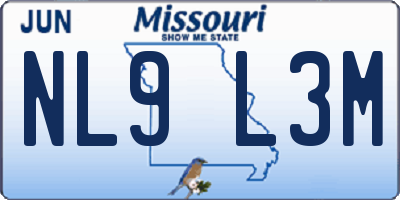 MO license plate NL9L3M