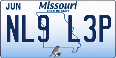 MO license plate NL9L3P