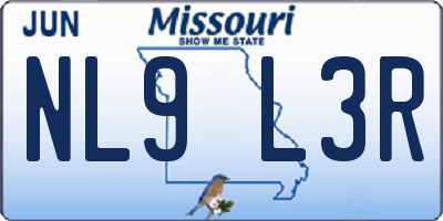 MO license plate NL9L3R