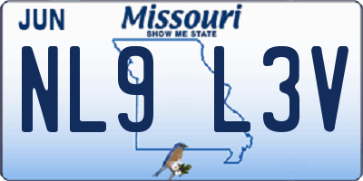 MO license plate NL9L3V