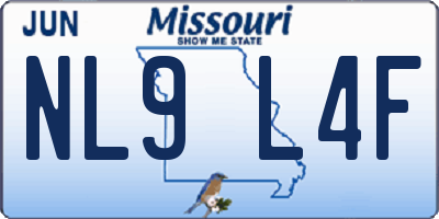 MO license plate NL9L4F