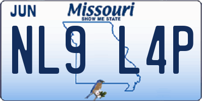 MO license plate NL9L4P