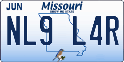 MO license plate NL9L4R