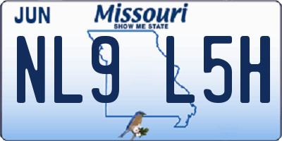 MO license plate NL9L5H