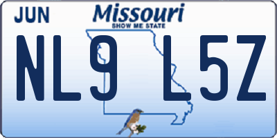 MO license plate NL9L5Z