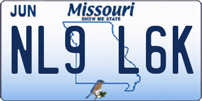 MO license plate NL9L6K