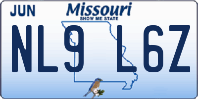 MO license plate NL9L6Z