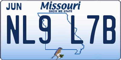 MO license plate NL9L7B