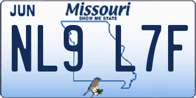 MO license plate NL9L7F