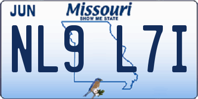 MO license plate NL9L7I