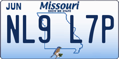 MO license plate NL9L7P