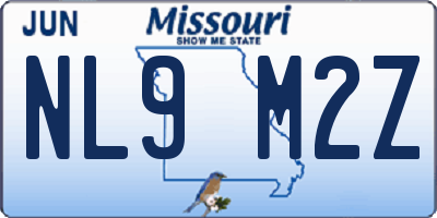 MO license plate NL9M2Z