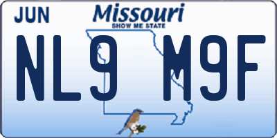 MO license plate NL9M9F